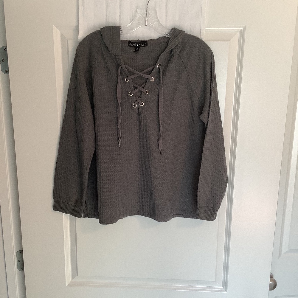 Derek Heart Ladies Hoodie Gray Size S